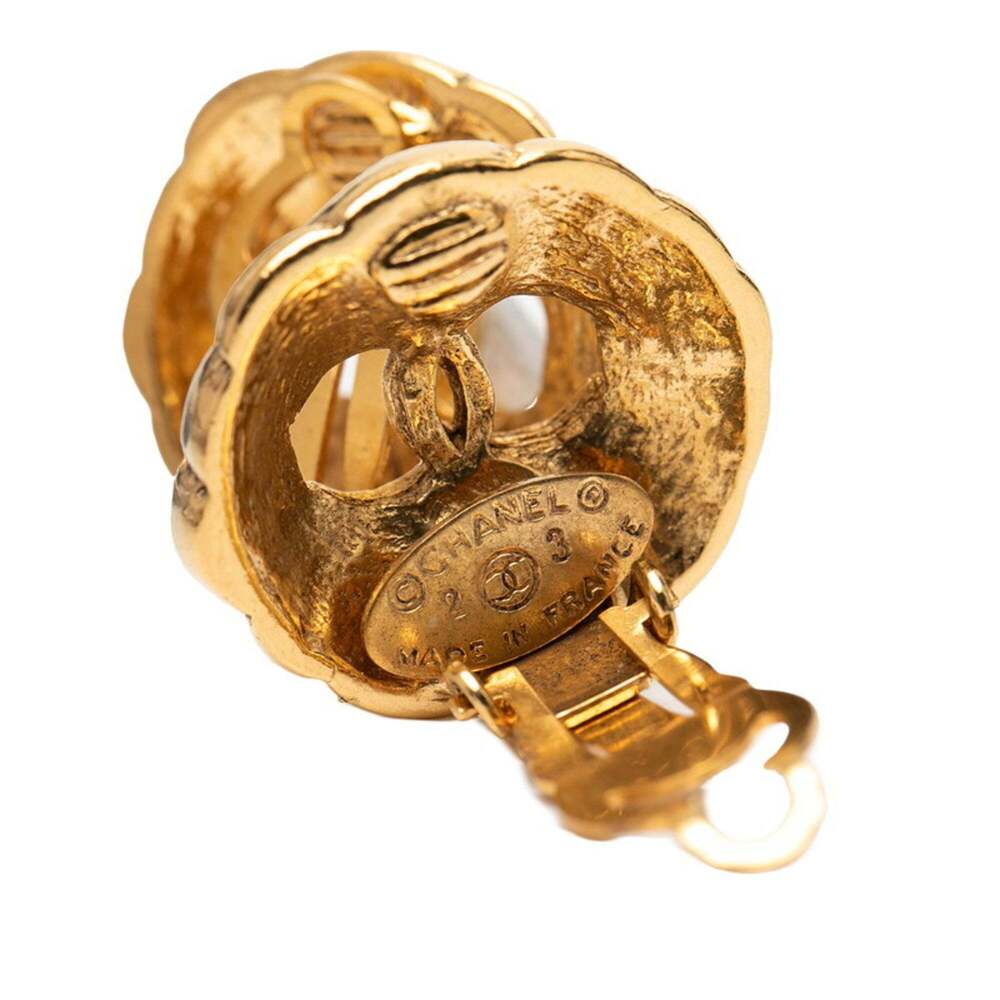 CHANEL Authentic Vintage Gold Logo Earrings - Picture 3 of 3